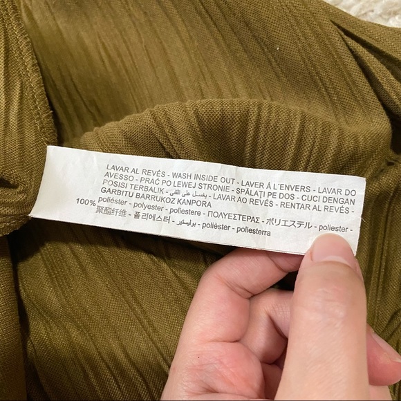 ZARA Khaki Green Pleated Maxi Dress size Small - Picture 10 of 10